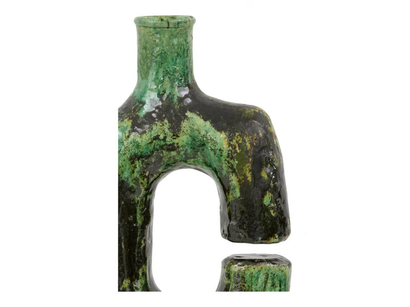 Artisan Handmade Moroccan Tamegroute  Green Glazed Vase