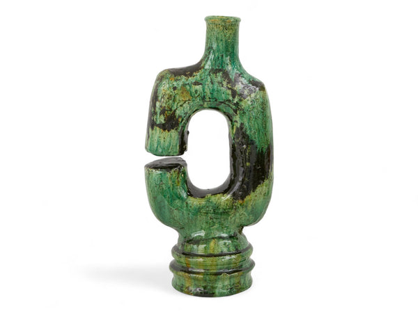 Artisan Handmade Moroccan Tamegroute  Green Glazed Vase