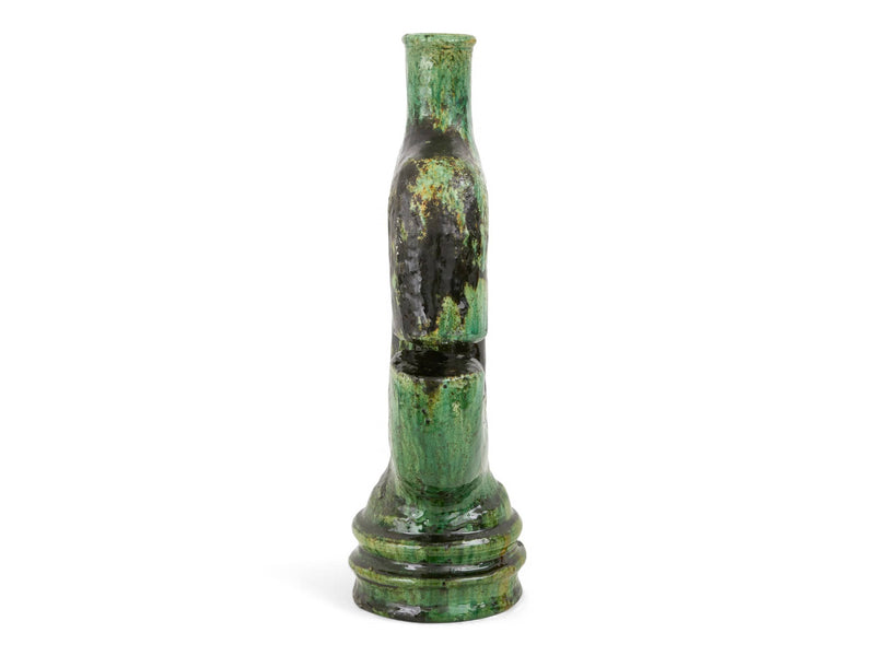 Artisan Handmade Moroccan Tamegroute  Green Glazed Vase