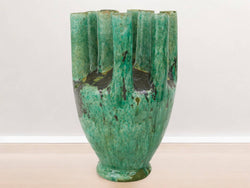 Artisan Handmade Moroccan Tamegroute  Green Glazed Vase