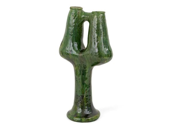 Artisan Handmade Moroccan Tamegroute  Green Glazed Vase