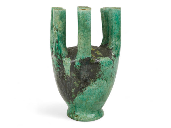 Artisan Handmade Moroccan Tamegroute  Green Glazed Vase