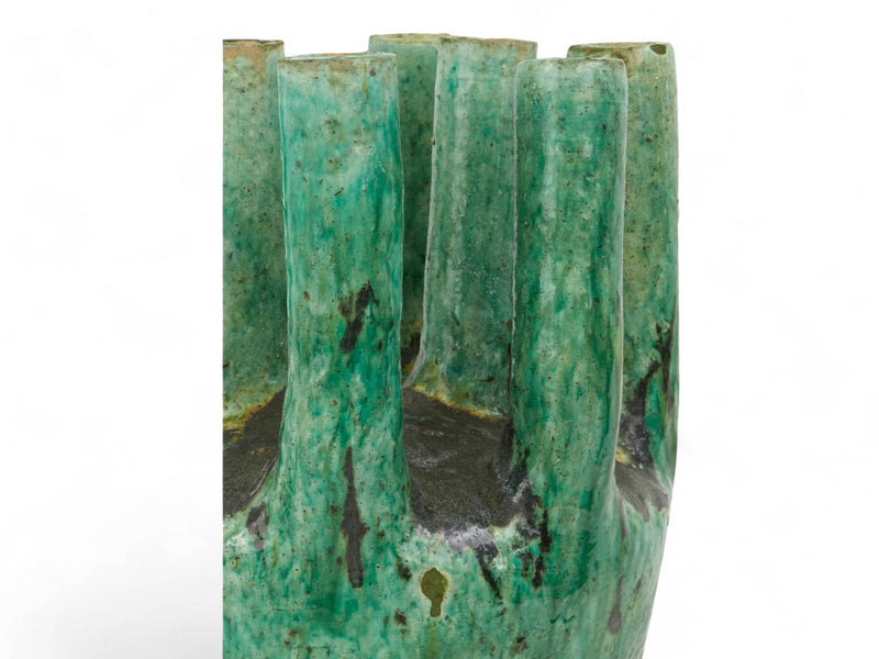 Artisan Handmade Moroccan Tamegroute  Green Glazed Vase