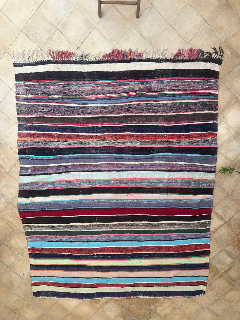 Moroccan Vintage Berber Striped Kilim Rug: Explore Enduring Beauty