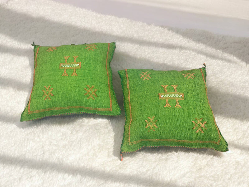 Cactus Silk Pillow, Handmade Lumbar Cushion, Moroccan Sabra Decorative Pillow for Home