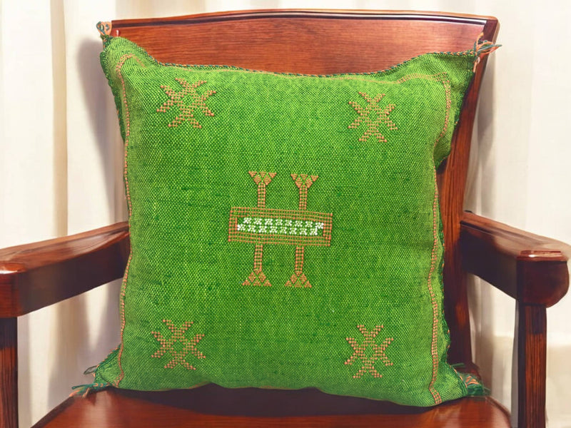 Cactus Silk Pillow, Handmade Lumbar Cushion, Moroccan Sabra Decorative Pillow for Home