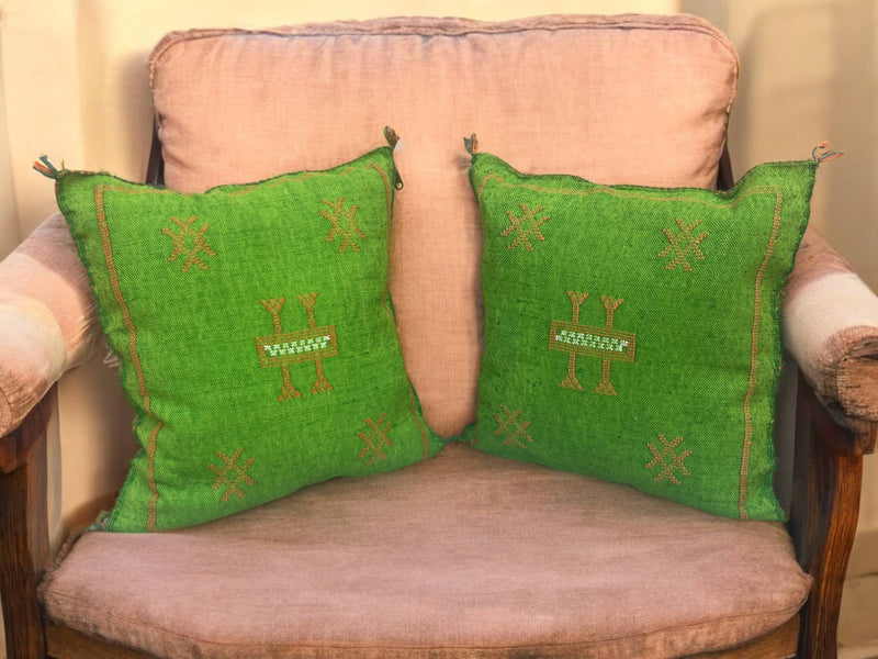 Cactus Silk Pillow, Handmade Lumbar Cushion, Moroccan Sabra Decorative Pillow for Home