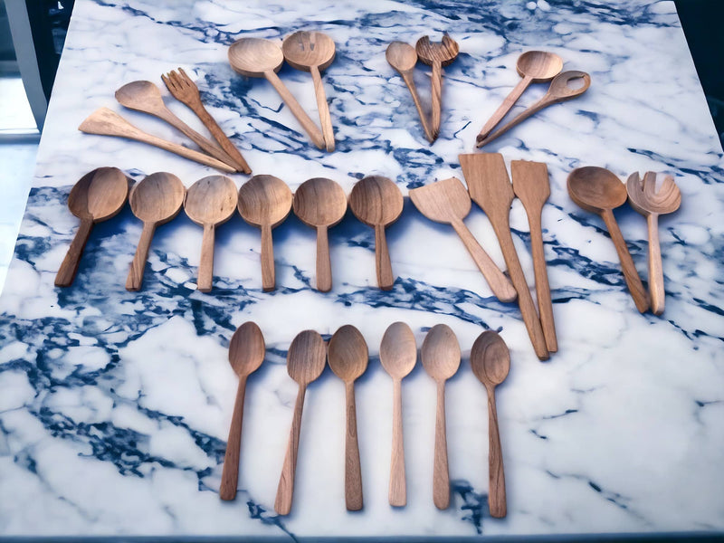Walnut Kitchen Utensil Set, 25-Pieces Wooden Spoon Set 100% Toxic Free for kitchenware 