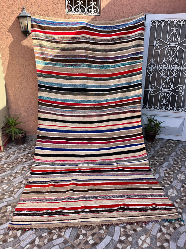 Moroccan Vintage Berber Striped Kilim Rug: Explore Enduring Beauty