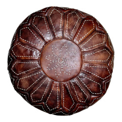 Moroccan Brown Round Pouf: A Rustic Touch of Elegance