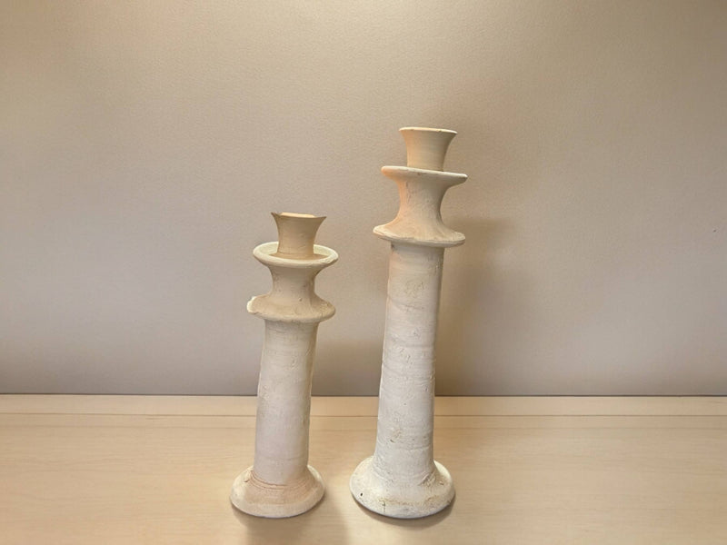 Artisanal Moroccan Unglazed Tamegroute White  Candlestick Holder