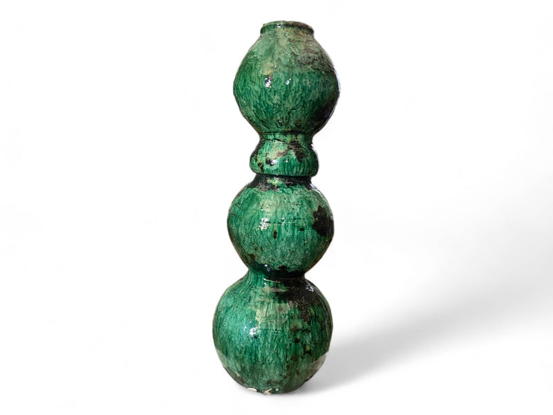 Artisan Handmade Moroccan Tamegroute  Green Glazed Vase