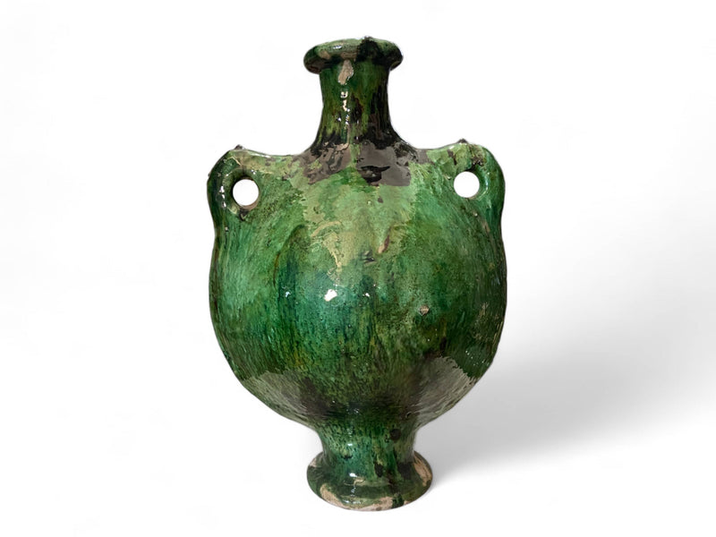 Artisan Handmade Moroccan Tamegroute  Green Pitcher Glazed Vase