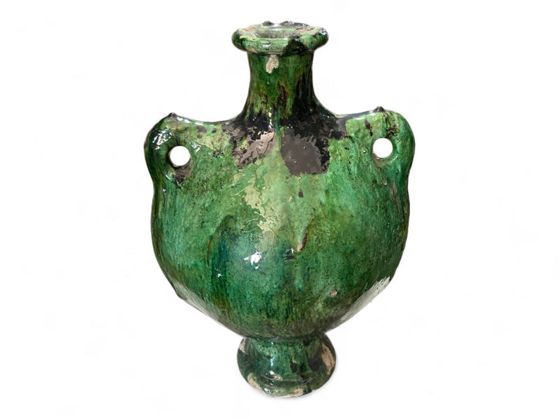 Artisan Handmade Moroccan Tamegroute  Green Pitcher Glazed Vase