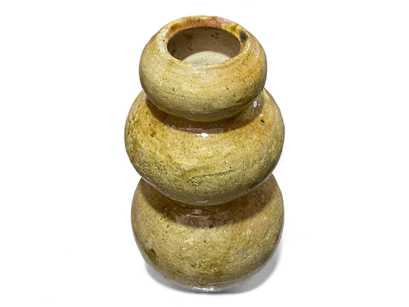 Artisan Handmade Moroccan Tamegroute  Ochre Glazed Vase