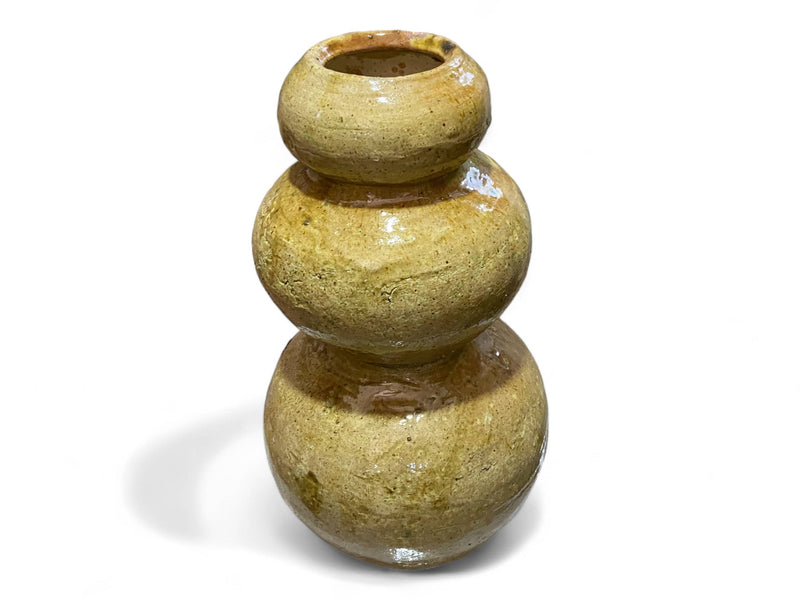 Artisan Handmade Moroccan Tamegroute  Ochre Glazed Vase