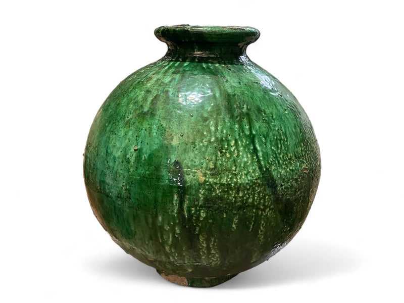 Artisan Handmade Moroccan Tamegroute  Green Glazed Large Floor Vase