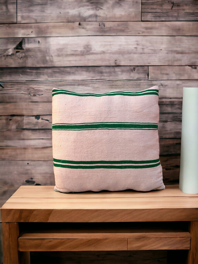 Artisan-Crafted Moroccan Handwoven Kilim Pillow and Berber Style Cushion, Perfect for Boho-Inspired Cozy Home Decor with Moroccan Handmade Wool Touch.