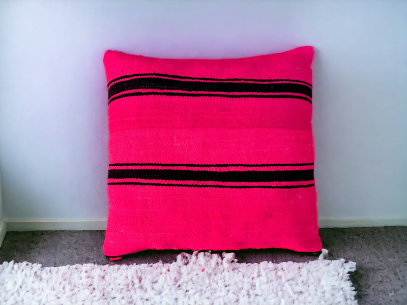 Artisan-Crafted Moroccan Handwoven Kilim Pillow and Berber Style Cushion, Perfect for Boho-Inspired Cozy Home Decor with Moroccan Handmade Wool Touch.