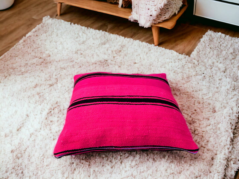 Artisan-Crafted Moroccan Handwoven Kilim Pillow and Berber Style Cushion, Perfect for Boho-Inspired Cozy Home Decor with Moroccan Handmade Wool Touch.