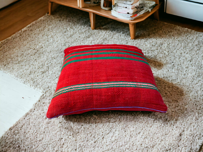 Artisan-Crafted Moroccan Handwoven Kilim Pillow and Berber Style Cushion, Perfect for Boho-Inspired Cozy Home Decor with Moroccan Handmade Wool Touch.