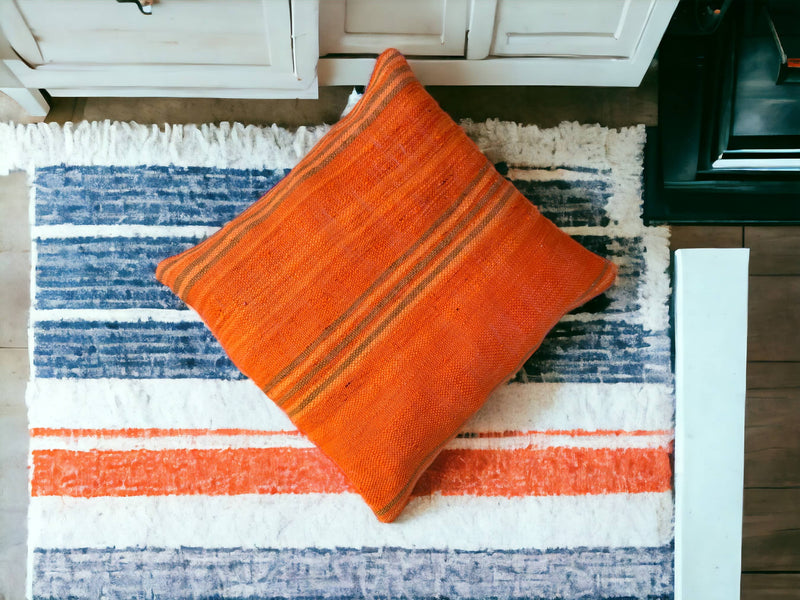 Artisan-Crafted Moroccan Handwoven Kilim Pillow and Berber Style Cushion, Perfect for Boho-Inspired Cozy Home Decor with Moroccan Handmade Wool Touch.