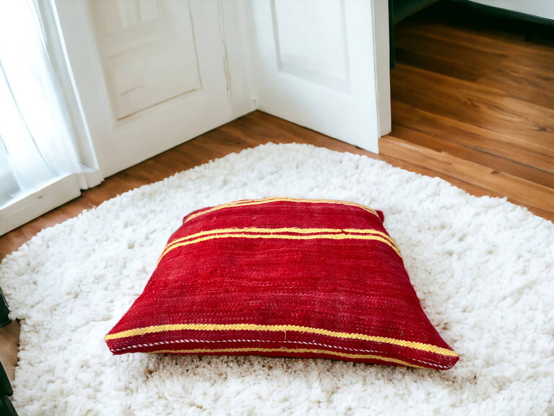 Artisan-Crafted Moroccan Handwoven Kilim Pillow and Berber Style Cushion, Perfect for Boho-Inspired Cozy Home Decor with Moroccan Handmade Wool Touch.