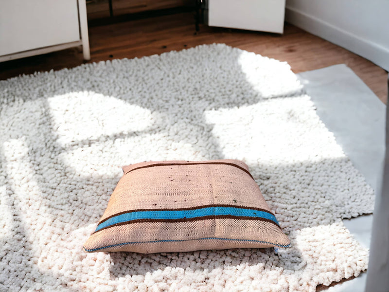 Artisan-Crafted Moroccan Handwoven Kilim Pillow and Berber Style Cushion, Perfect for Boho-Inspired Cozy Home Decor with Moroccan Handmade Wool Touch.