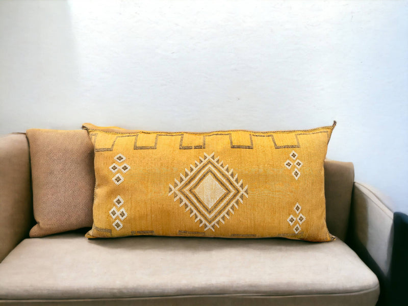 Moroccan Cactus Lumbar, Sabra Silk, Berber Cushion -  Sofa Pillow, Bohemian Style Cushion Cover