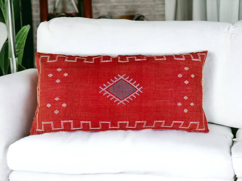 Moroccan Cactus Lumbar, Sabra Silk, Berber Cushion -  Sofa Pillow, Bohemian Style Cushion Cover