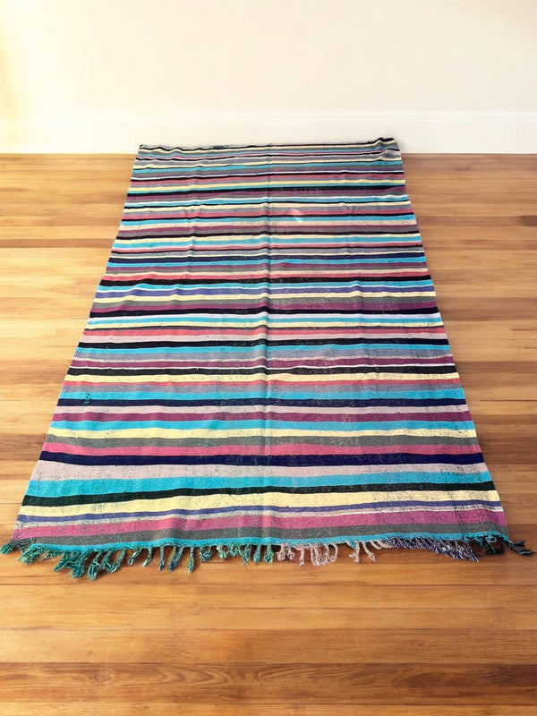 Moroccan Vintage Berber Striped Kilim Rug: Explore Enduring Beauty