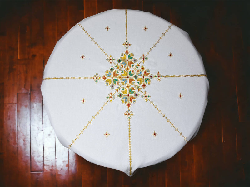 Hand Embroidered Table cloth and napkins, a magnificent decoration to add a Moroccan touch to your home. - handmade by Moroccantastics - embroidered