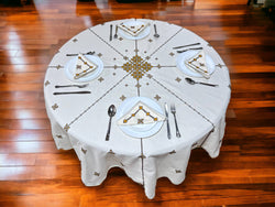 Hand Embroidered Table cloth and napkins, a magnificent decoration to add a Moroccan touch to your home. - handmade by Moroccantastics - embroidered