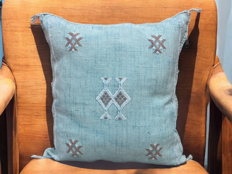 Cactus Silk Pillow, Handmade Lumbar Cushion, Moroccan Sabra Decorative Pillow for Home