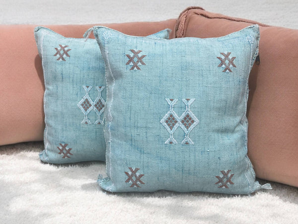 Cactus Silk Pillow, Handmade Lumbar Cushion, Moroccan Sabra Decorative Pillow for Home