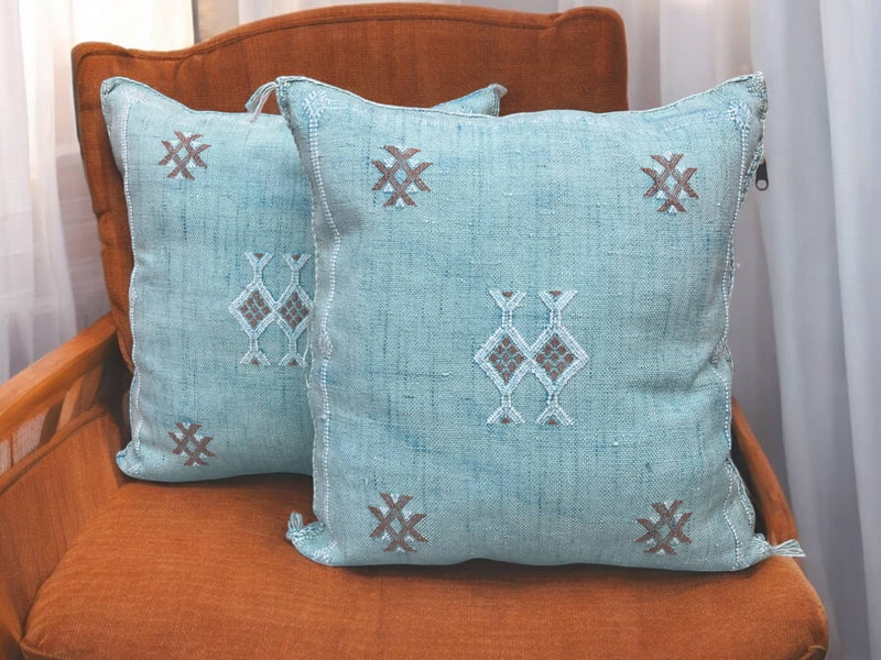 Cactus Silk Pillow, Handmade Lumbar Cushion, Moroccan Sabra Decorative Pillow for Home