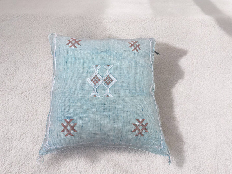 Cactus Silk Pillow, Handmade Lumbar Cushion, Moroccan Sabra Decorative Pillow for Home