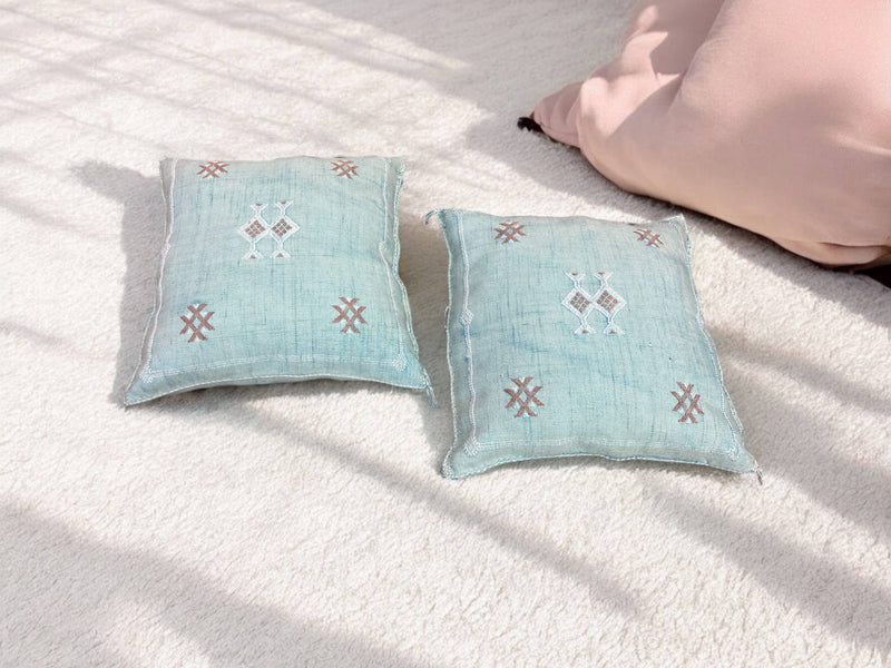 Cactus Silk Pillow, Handmade Lumbar Cushion, Moroccan Sabra Decorative Pillow for Home