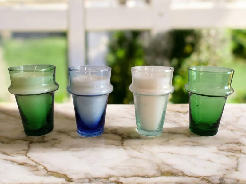 Hand-Blown Recycled Glass Candle  Holders