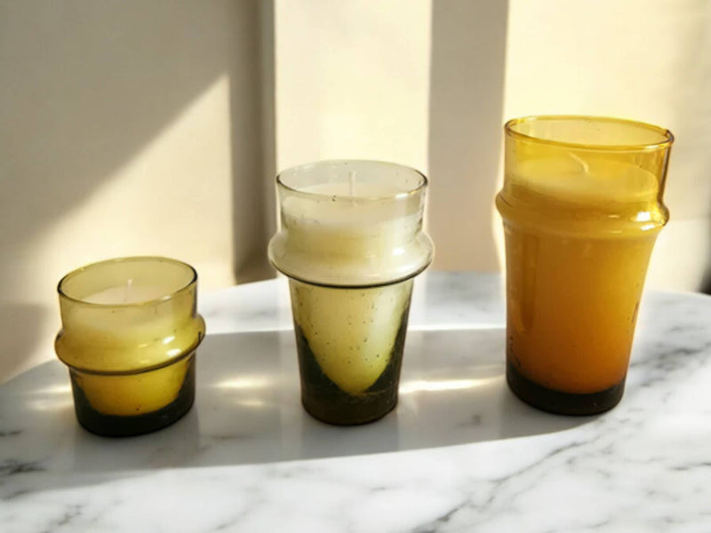 Hand-Blown Recycled Glass Candle  Holders