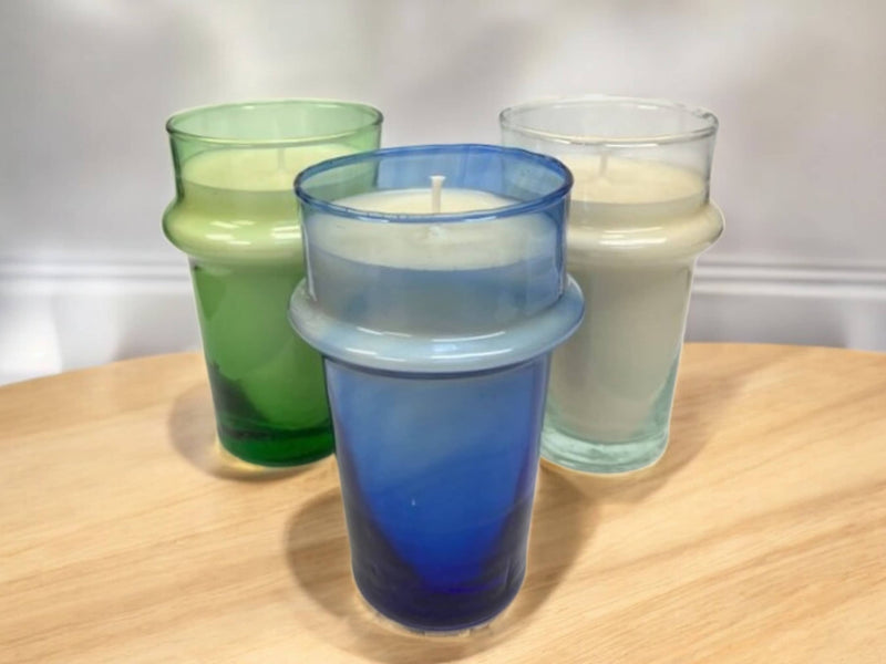 Hand-Blown Recycled Glass Candle  Holders