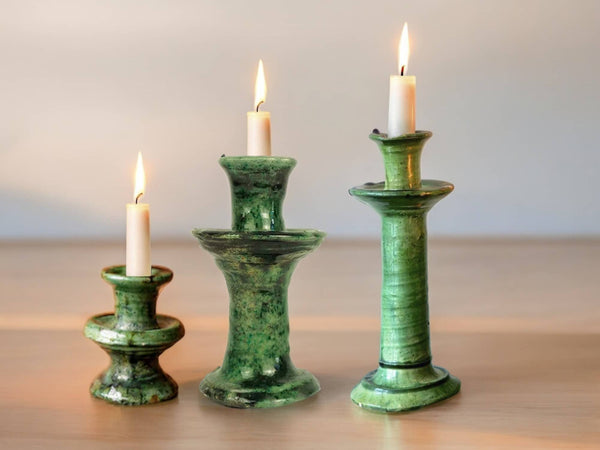 Tamegroute Green Candlestick Holders