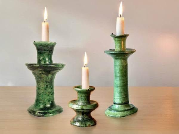 Tamegroute Green Candlestick Holders