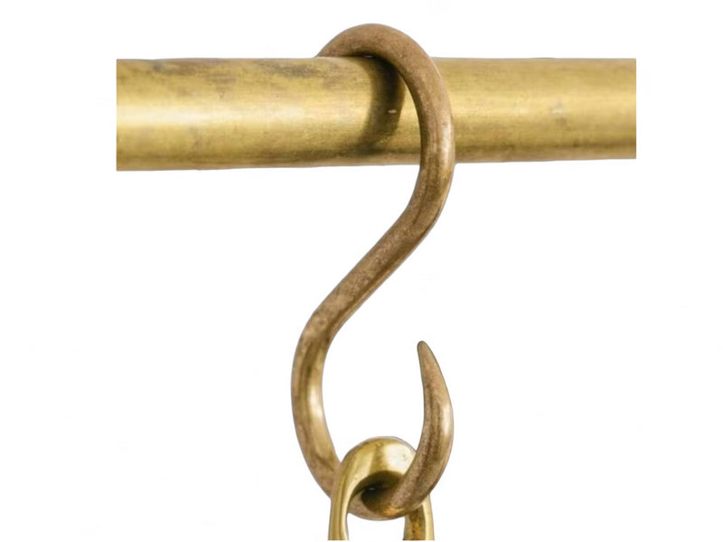 Elegant Unlacquered Brass Pot Rail with Hooks - Stylish Kitchen Storage Solution