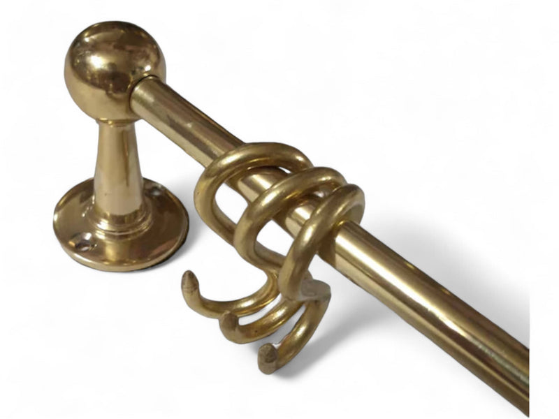 Elegant Unlacquered Brass Pot Rail with Hooks - Stylish Kitchen Storage Solution