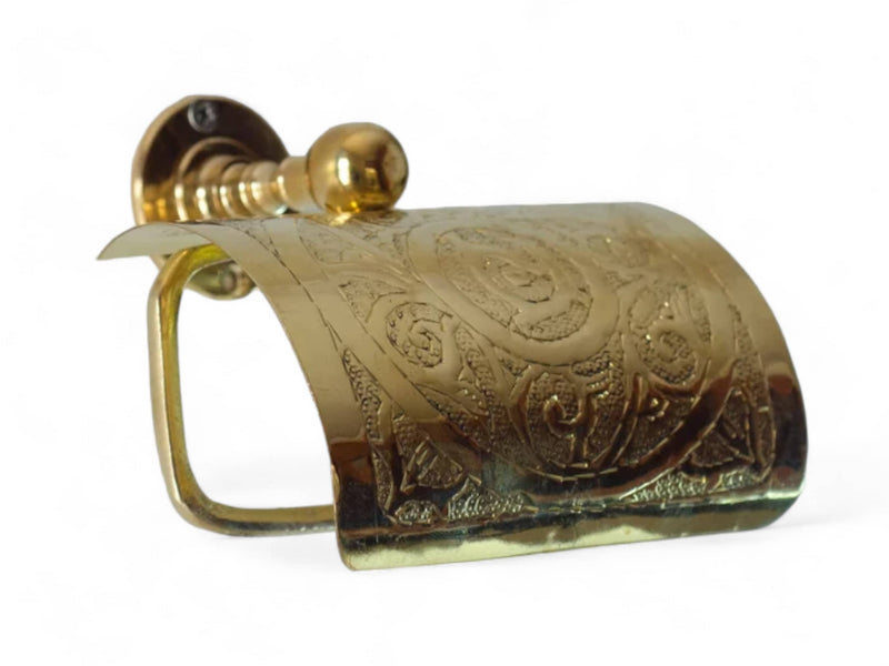 Handcrafted Solid Brass Toilet Paper Holder - Elegant Powder Room Roll Holder