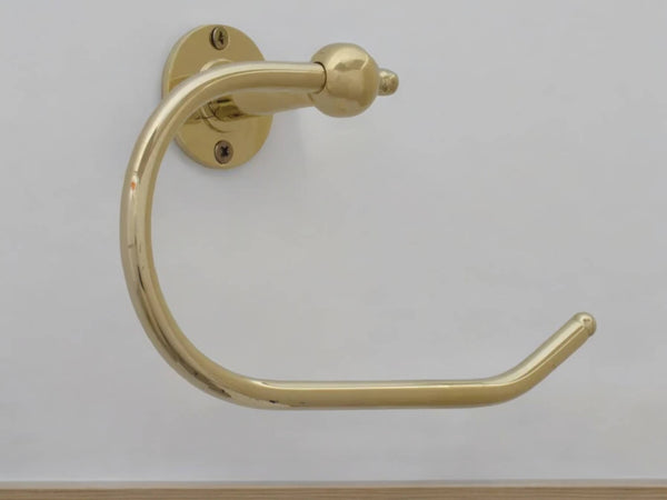 Handcrafted Brass Towel Holder - Wall Mount Towel Hanger and Hook for Powder Room