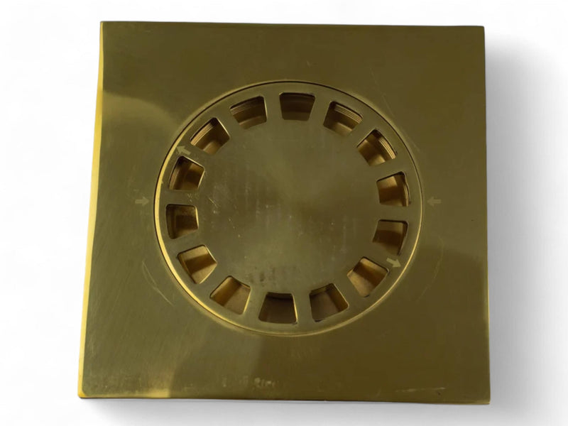 Unlacquered Solid Brass Floor Drain - Elegant Square Shower Drain