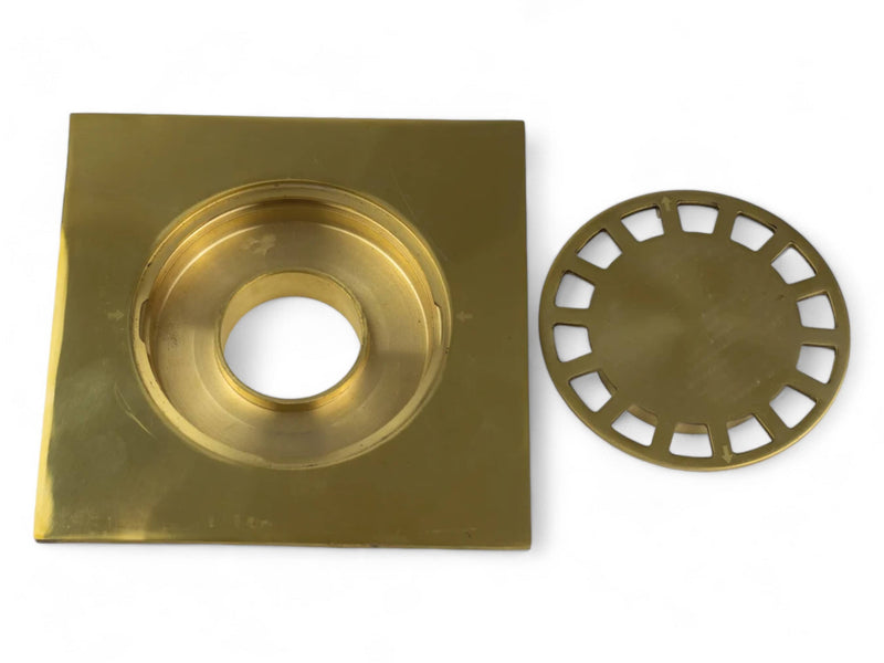 Unlacquered Solid Brass Floor Drain - Elegant Square Shower Drain