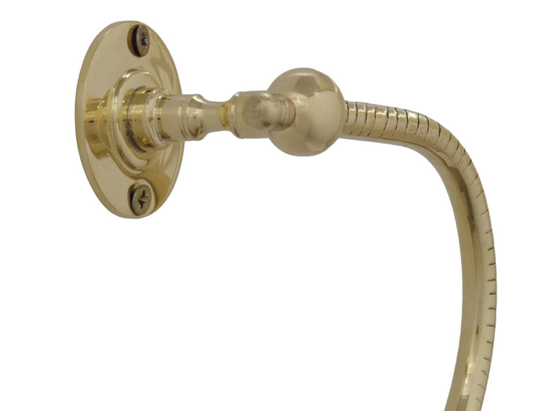 Handcrafted Brass Towel Holder - Wall Mount Towel Hanger and Hook for Powder Room